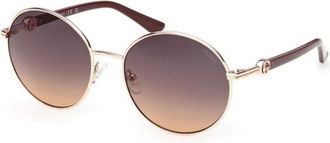 Guess Ronde Zonnebril - Dames - Zonnebrillen - Geel - 56 MM - Accessoires