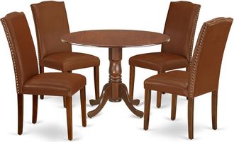 East West Furniture Dining Room Set Mahogany, DLEN5-MAH-66