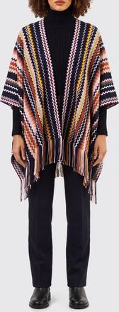 Missoni Cardigan in misto lana con motivo a zig zag e orlo asimmetrico sfrangiato