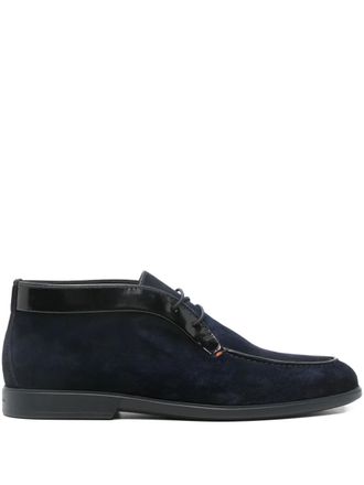 Santoni lace-up panelled boots - Blue