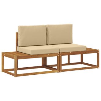 vidaXL Sof&aacute; De Esquina Exterior Con Coj&iacute;n 2 Pieza Natural Y Beige Vidaxl