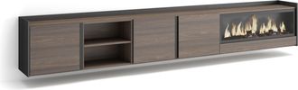 Skraut Home Skraut Home - Mueble Tv, Televisi&oacute;n, Muebles De Sal&oacute;n, Almacenaje, 315x35x50cm, Para Tv Hasta 80, Chimenea El&eacute;ctrica Xxl, Colgado, Suspendido, Estilo 