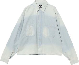 Beams Plus Damage Chambray Shirt - Heren - Spijkeroverhemden - Blauw - M - Katoen - Overhemden