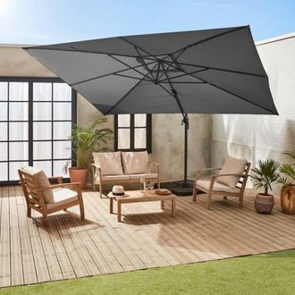 Sweeek 3x4m Cantilever Rectangular Parasol + 50x50cm Weighted Slabs in Grey | Size: 50x50 cm