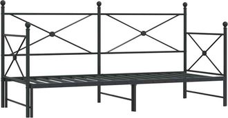vidaXL Daybed with Trundle without Mattress Black 75x190 cm Steel Vidaxl