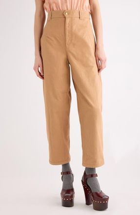 Chlo&eacute; Oragnic Cotton Canvas Crop Pants in Blushy Pink at Nordstrom, Size 36