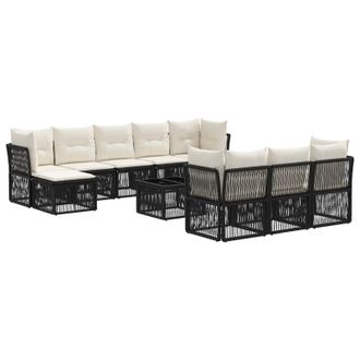 vidaXL Conjunto De Sof&aacute;s De Jard&iacute;n 11 Pcs Negro Rat&aacute;n Sint&eacute;tico Vidaxl