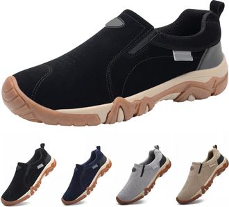 Generic Mens Outdoor Waterproof Hiking Shoes Low Top Orthopedic Sneaker Arch Support, Sport Shoes Men Slip On (Black, Adult, Men, 7.5, Numeric, UK Footwear Si