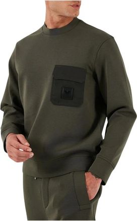 Emporio Armani Sweatshirt met opgestikte zak - Heren - Sweatshirts - Groen - L - Katoen - Hoodies & sweatvesten