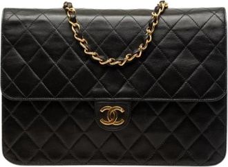 Chanel Pre-owned Classic Flap Schoudertas - Dames - Vintage Schoudertas - Zwart - ONE Size - Leer - Vintage
