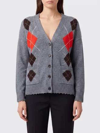 Pinko Cardigan in lana e cashmere con motivo a rombi e scollo a V