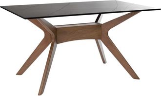 Koketto Home Mesa 160 tapa de porcelanico negro y patas nogal