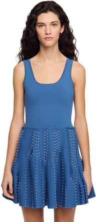 Sandro Beaded knit short dress in Blue at Nordstrom, Size 42 Eu
