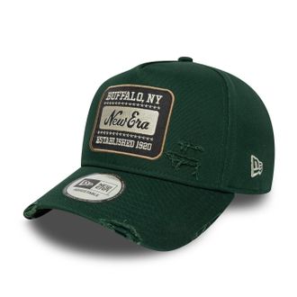 New Era Mens Distressed Cap NE Dark Green One Size