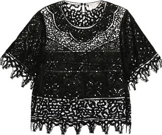 Ulla Johnson Aria lace blouse - women - Polyester/Linen/Flax - 10 - Black