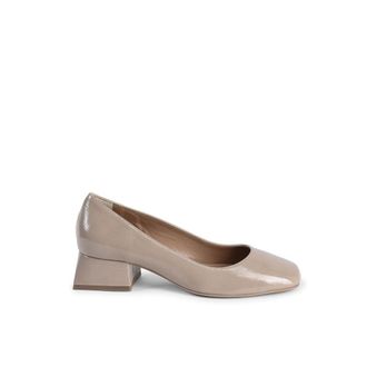 19V69 Beige Leather Ballet Womens Flats