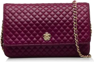 Chanel Pre-owned Cross Body Bags, female, Purple, Size: ONE SIZE Pre-owned Leather wallets