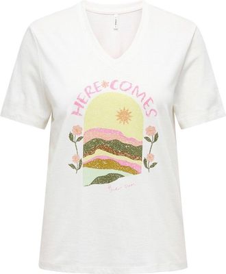 Only T-shirt met opdruk en korte mouwen