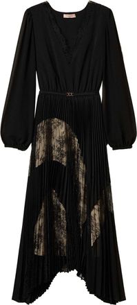 Twin-Set pleated georgette dress - Black