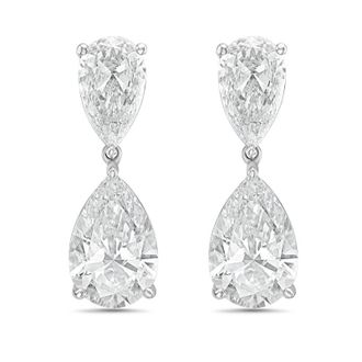 Diana M. Jewels 14KW WG 15.00 Ct TW of Lab grown pear shape diamond drop earrings