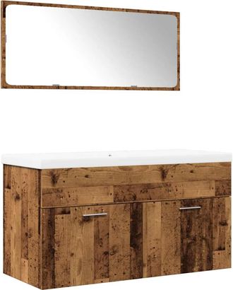 vidaXL Vidaxl Set Mobili Da Bagno 3 Pz Legno Antico In Legno Multistrato