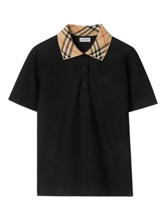 Burberry Check Collar Cotton Polo Shirt