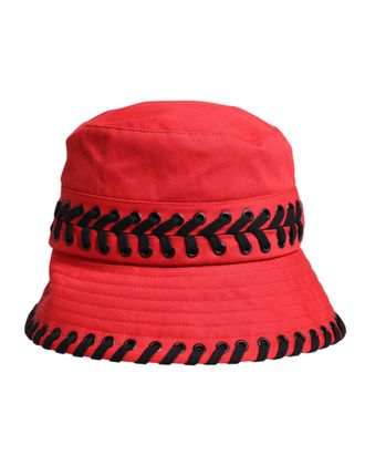 Dolce & Gabbana HAT9798 Lace-Trimmed Polyester Bucket Hat - Red