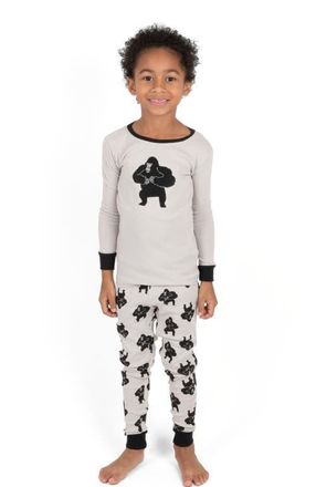 Leveret Two-Piece Printed Cotton Pajamas, Stripes, Animals & Characters in Gorilla at Nordstrom, Size 12-18M