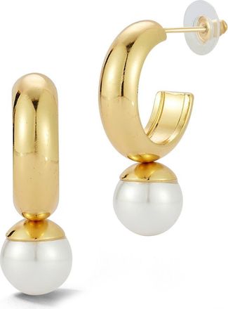 Glaze Jewelry Faux Pearl Drop Hoop Earrings in Gold at Nordstrom Rack