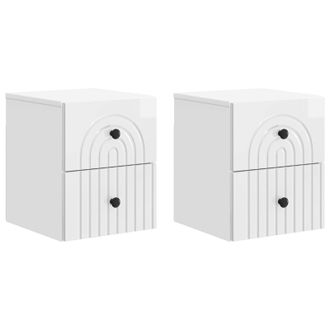 vidaXL Mesita De Noche De Pared 2 Pcs Brillante 33 X 34,5 X 40 Cm Vidaxl