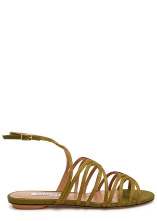 Aquazzura Aquazzura Serenade Raffia Sandals - Khaki - 36 (IT36/ UK3)