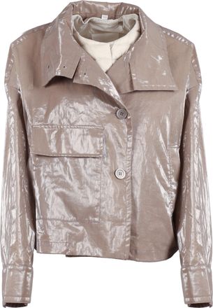 Duno Cropped Shiny Flap Pocket Jacket