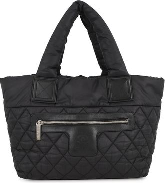 Chanel Black Nylon Handbag Tote Bag (Pre-Owned)