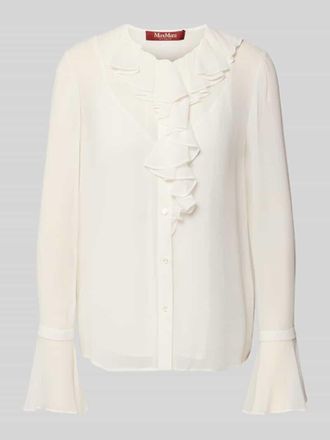 Max Mara Regular Fit Langarmbluse mit Top aus reiner Seide in Offwhite, Gr&ouml;&szlig;e 34