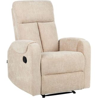 Beliani Beliani - Silla Reclinable Tapizada En Tela Beige De Poli&eacute;ster Puerto Usb Dise&ntilde;o Moderno Sill&oacute;n De Sala De Estar Somero