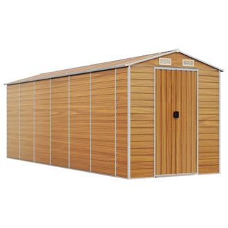 Berkfield Home Garden Shed Light Brown 191x555x198 cm Galvanised Steel | Size: 191 x 555 x 198 cm