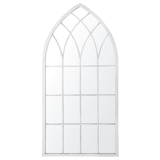 Beliani Beliani - Espejo De Pared De Metal Blanquecino 50 X 115 Cm Efecto Envejecido Forma De Ventana Vintage Cassel