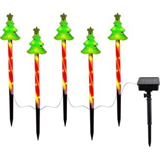 OEM Juego De 5 Guirnaldas De Luces Solares Navide&ntilde;as Para Entrada De Veh&iacute;culos, Jard&iacute;n, Patio, C&eacute;sped (&aacute;rbol De Navidad) - Impermeables - Led Solares - Se