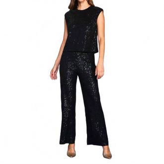 Skies Are Blue Clothing Sequins Semi-Flare Pant In Black