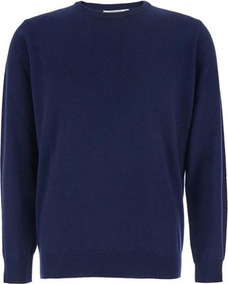 KANGRA Trui met ronde hals en ribgebreide boorden - Heren - Cashmere truien - Blauw - 3XL - Kasjmier - Truien & Vesten