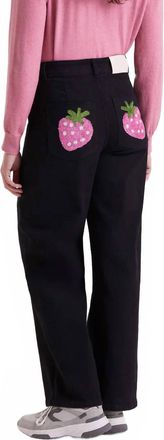 Compa&ntilde;&iacute;afant&aacute;stica Strawberry Embroidery Pocket Jean In Black