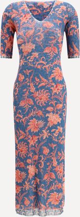Etro Stretch tulle midi Dress with floral motif Female 44