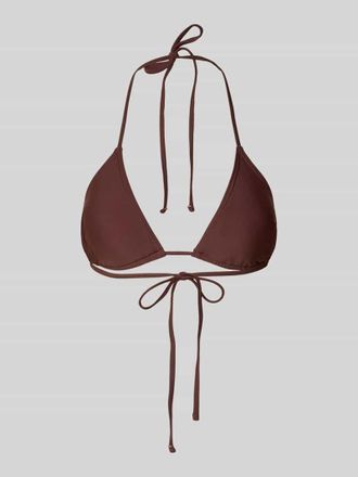 Pieces Bikini-Oberteil mit r&uuml;ckseitiger Schn&uuml;rung Modell BAOMI in Mittelbraun, Gr&ouml;&szlig;e XS