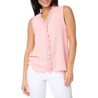 Gibsonlook Embroidered Eyelet Trim Button-Up Top in Mauve at Nordstrom, Size Xx-Small