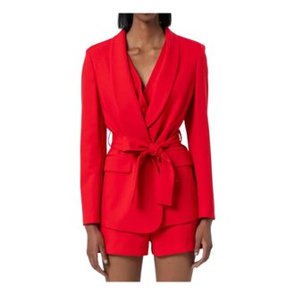 Fracomina Blazers, female, Red, Size: XL Blazer with Waist Sash