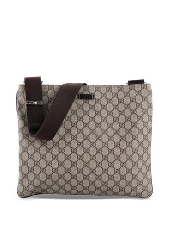 Gucci Zip Top Messenger Bag GG Coated Canvas Large crossbody bag - Brown