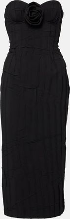 Blumarine Floral-applique strapless midi dress