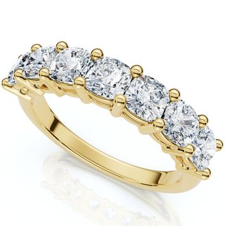 Pompeii3 1 3/8Ct Cushion Cut Seven Stone Wedding Ring 14k Gold Lab Grown