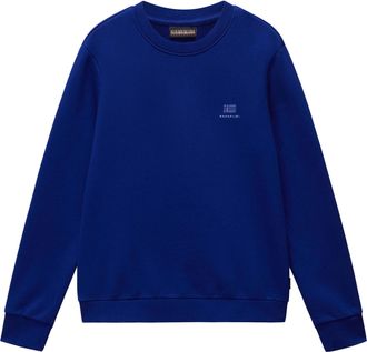 Napapijri Sweatshirt NAPAPIJRI, Damen, Gr. L, blau (bellwether blau), Web, Obermaterial: 100% Baumwolle, unifarben, regular fit normal, Rundhals, eingesetzt Rip