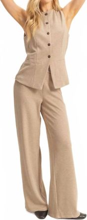 HYFVE Ribbed Buttoned Vest And Wide-Leg Pants Set In Taupe
